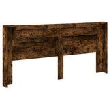 Headboard Cabinet with LED Smoked Oak 220x16.5x103.5 cm 839277
