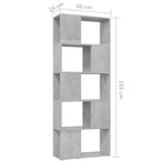 Book Cabinet Room Divider Concrete Grey 60x24x155 cm 809093