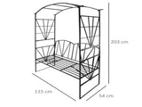 Garden Bench, 2 Seater Outdoor Patio Bench, Metal Garden Loveseat with Arch for Vines and Climbing T3398P547940