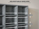 CD Storage Unit with Adjustable Shelves, 89 x 130.5 cm, Cement Grey T3398P344653