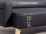Small Faux Leather 2 Seater Sofa Settee - Black T3398P377877