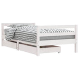 Kids Bed Frame with Drawers White 80x160 cm Solid Wood Pine 834445