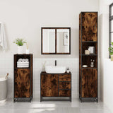 ZNTS 4 Piece Bathroom Furniture Set Smoked Oak Engineered Wood 3301197