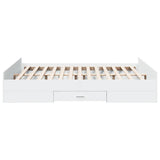 Bed Frame White Engineered wood, Plywood King Size Bed Frame 3280286