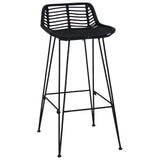 Bar Stool 2 pcs Black 44 x 46 x 91 cm Rattan and Steel 42033205