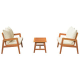 Bistro Set with Cushion 3 pcs Brown Solid Acacia Wood 3328607