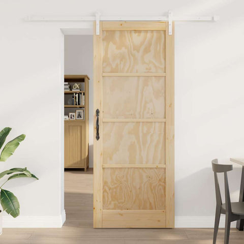 Sliding Door Manual Natural and white 83 x 211 cm 3333254