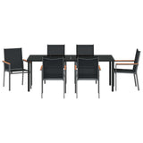 Garden Dining Set 7 pcs Black Powder-coated Steel 3379091