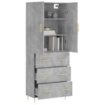 Highboard Concrete Grey 69.5x34x180 cm Engineered Wood 3195839