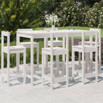 7 Piece Garden Bar Set White Solid Wood Pine 3154761