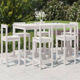 7 Piece Garden Bar Set White Solid Wood Pine 3154761