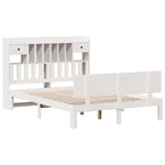 ZNTS Bookcase Bed without Mattress White 150x200 cm King Size Solid Wood Pine 3322695