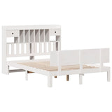 ZNTS Bookcase Bed without Mattress White 150x200 cm King Size Solid Wood Pine 3322695