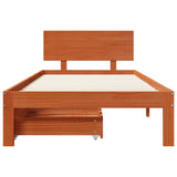 Bed Frame with Headboard 3 pcs Wax Brown Solid Pine Wood 3422745