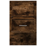ZNTS Wall-mounted Bedside Cabinets with LED Lights 2 pcs Smoked Oak 848166