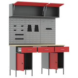 Work Cabinet Set with Drawer with Storage Manual 8 pcs Red 3321457