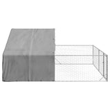 Outdoor Dog Kennel with Run 5x3x1,9 m Galvanised Steel 3329243