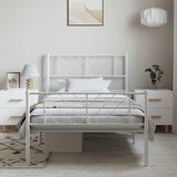 Metal Bed Frame without Mattress with Footboard White 100x200cm 372241