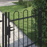 Fence Gate BOXTEL Single Door with Arched Top Steel 1x1 m Black 146029