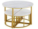 Dining room table set with four chairs, dining group with MDF tabletop and gold-plated iron frame, N639P212600B