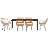 Garden Dining Set 7 pcs Brown Powder-Coated Steel 3379182