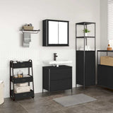 ZNTS 2 Piece Bathroom Furniture Set Black Oak Engineered Wood 3328364