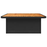 Garden Table Black 110x110x71 cm Poly Rattan and Acacia Wood 368272