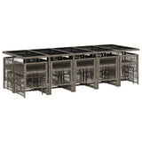 15 Piece Garden Dining Set with Cushions Grey Poly Rattan 3210992
