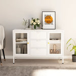 ZNTS Sideboard White 105x35x70 cm Steel and Tempered Glass 336077