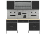 Work Cabinet with Drawer 8 pcs Black Engineered Wood and Steel 3321460