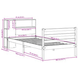 Bookcase Bed without Mattress White 75x190 cm Small Single Solid Wood Pine 3321872