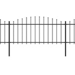 ZNTS Garden Fence with Spear Top Steel x8.5 m Black 277707