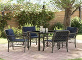 Garden Dining Set with Cushion 5 pcs Grey and Black Rattan 3380247