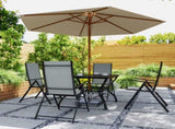 Five-Piece Steel Frame Patio Set - Grey/Black T3398P315962