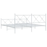 Metal Bed Frame without Mattress with Footboard White 180x200cm 376573