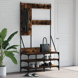 Clothes Rack with Shoe Storage Smoked Oak 100x40x184 cm 837854