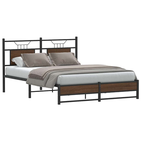 Bed Frame without Mattress Brown Oak 140x190 cm Engineered Wood 4107016