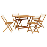 5 Piece Garden Dining Set Cream White Fabric and Solid Wood 3281784