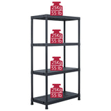 Storage Shelf Rack Black 100 kg 60x30x138 cm Plastic 45673