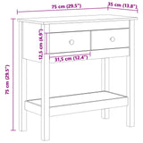 Console Table Wax Brown 75 x 35 x 75 cm Soild Pine Wood 869934