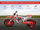 12V Kids Electric Motorcycle Ride-On, with Training Wheels, for Ages 3-6 Years - Red T3398P348284
