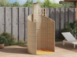 Outdoor Shower Beige 100x100x241.5 cm Poly Rattan and Acacia Wood 368214