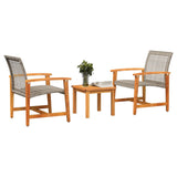 3 Piece Bistro Set Grey Poly Rattan and Acacia Wood 367602