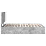 Bed Frame with Drawer Concrete Grey 140 x 190 cm Engineer Wood 3409457