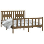 ZNTS Bed Frame with Headboard Honey Brown Solid Wood Pine 150x200 cm King Size 3188174