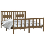 ZNTS Bed Frame with Headboard Honey Brown Solid Wood Pine 150x200 cm King Size 3188174