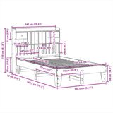 Bed Frame without Mattress Wax Brown 135x190 cm Solid Wood Pine 3308860