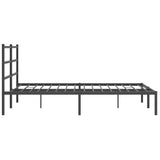 Metal Bed Frame without Mattress with Headboard Black 150x200cm 355367