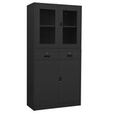 Office Cabinet Anthracite 90x40x180 cm Steel and Tempered Glass 336424