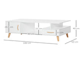 Modern Minimalism Coffee Table with Storage, Sofa Side Table with Shelf & Drawer for Living Room T3398P330541